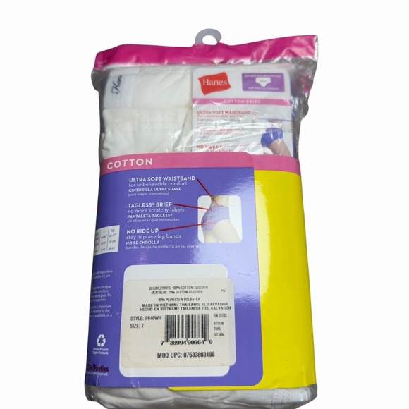 Hanes Womens PB40WH Cotton Briefs 12 Pack Size 7 Cool Comfort High Rise Tagless - Picture 2 of 8
